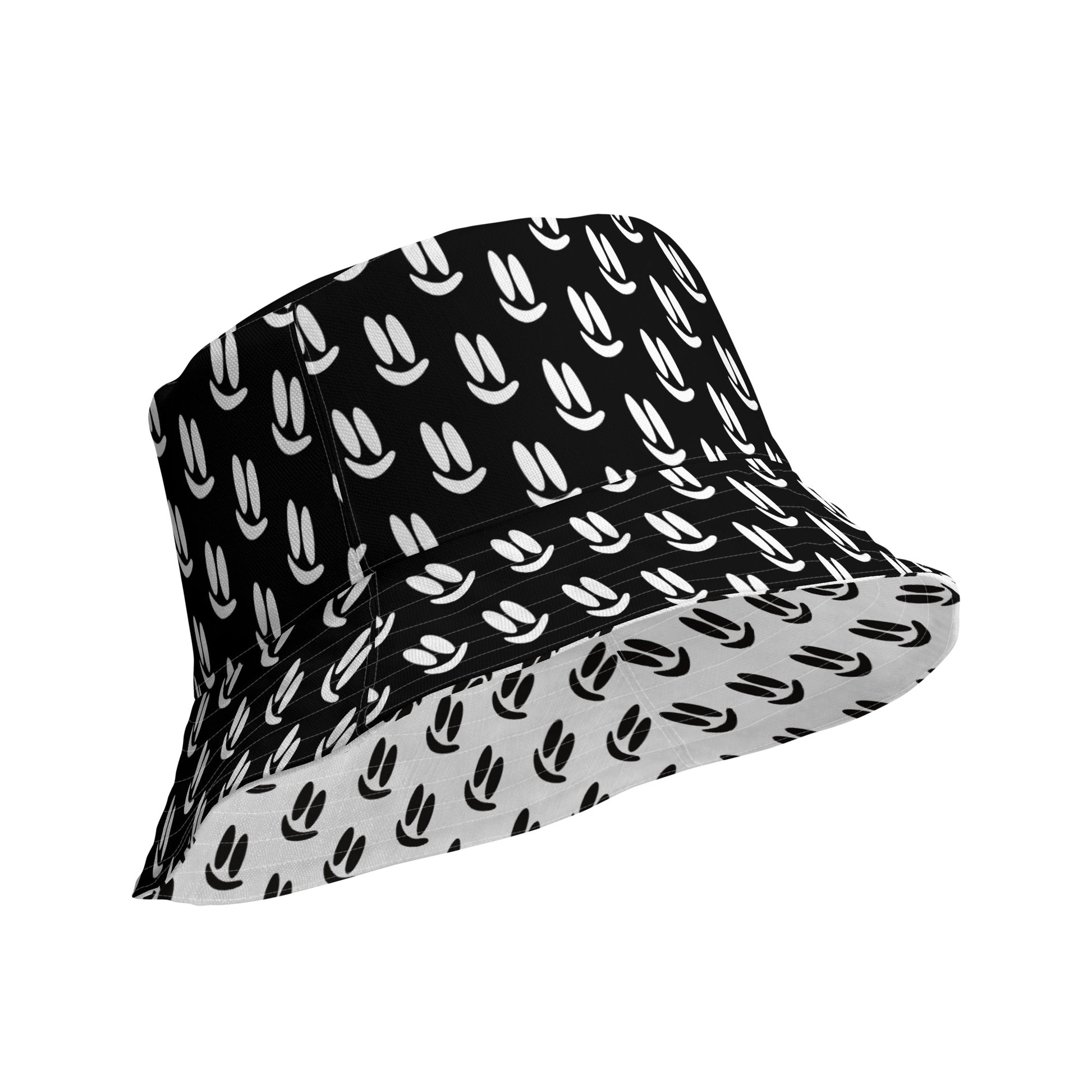 Bucket Hat Black and White Polka Dot Print