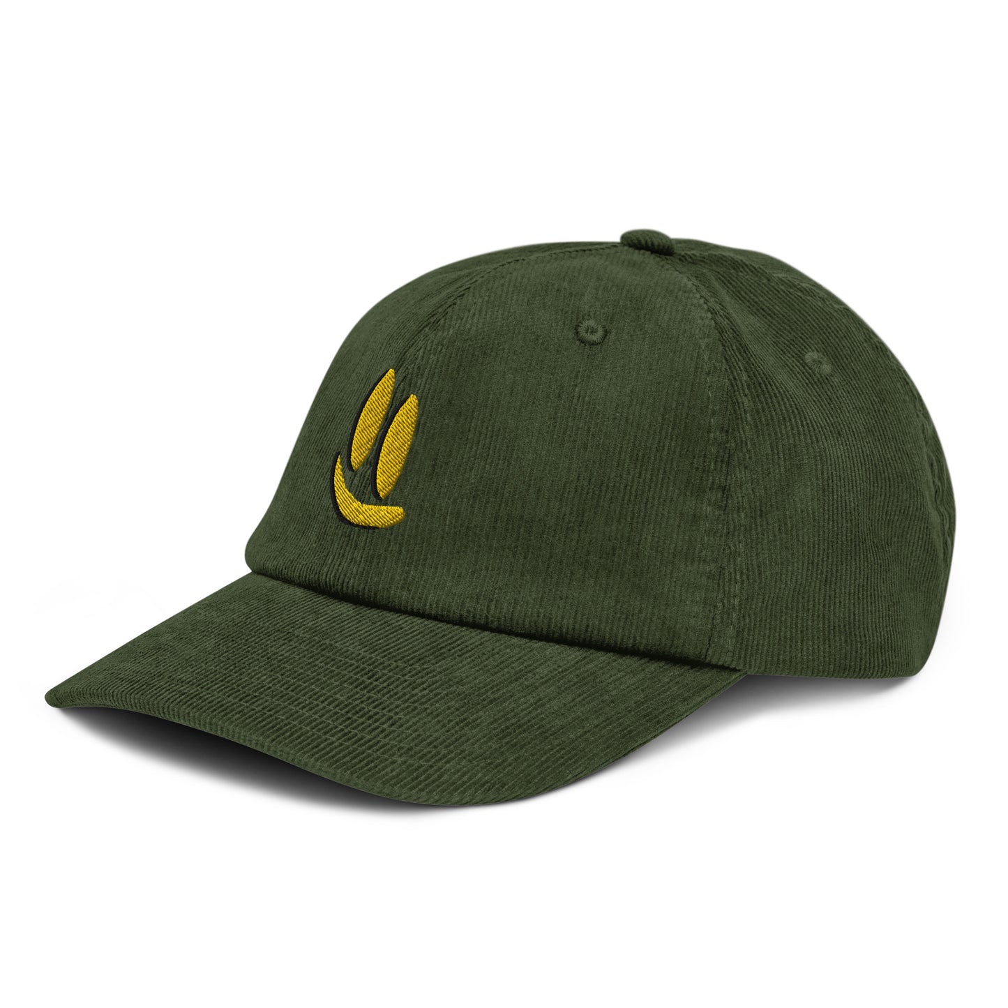Smile More - Black and Gold Embroidered Corduroy Hat