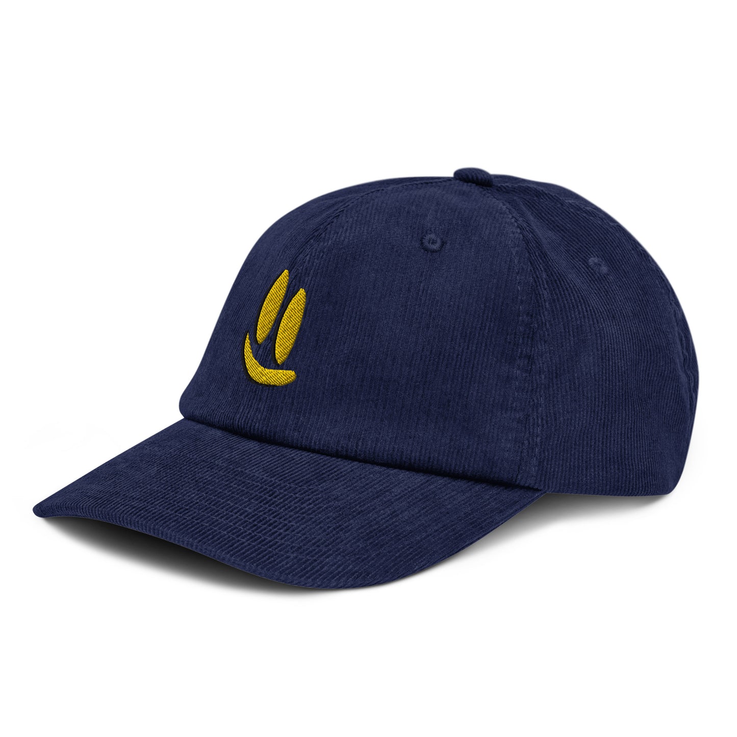 Smile More - Black and Gold Embroidered Corduroy Hat