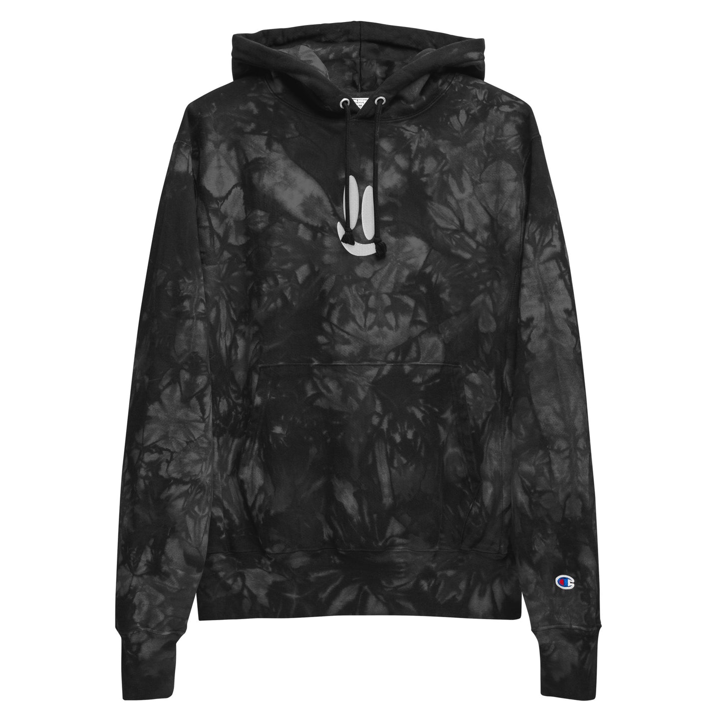 Smile More - White Logo Unisex Champion Tie-Dye Hoodie