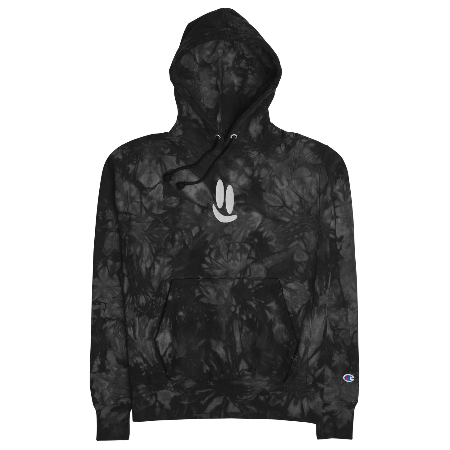 Smile More - White Logo Unisex Champion Tie-Dye Hoodie
