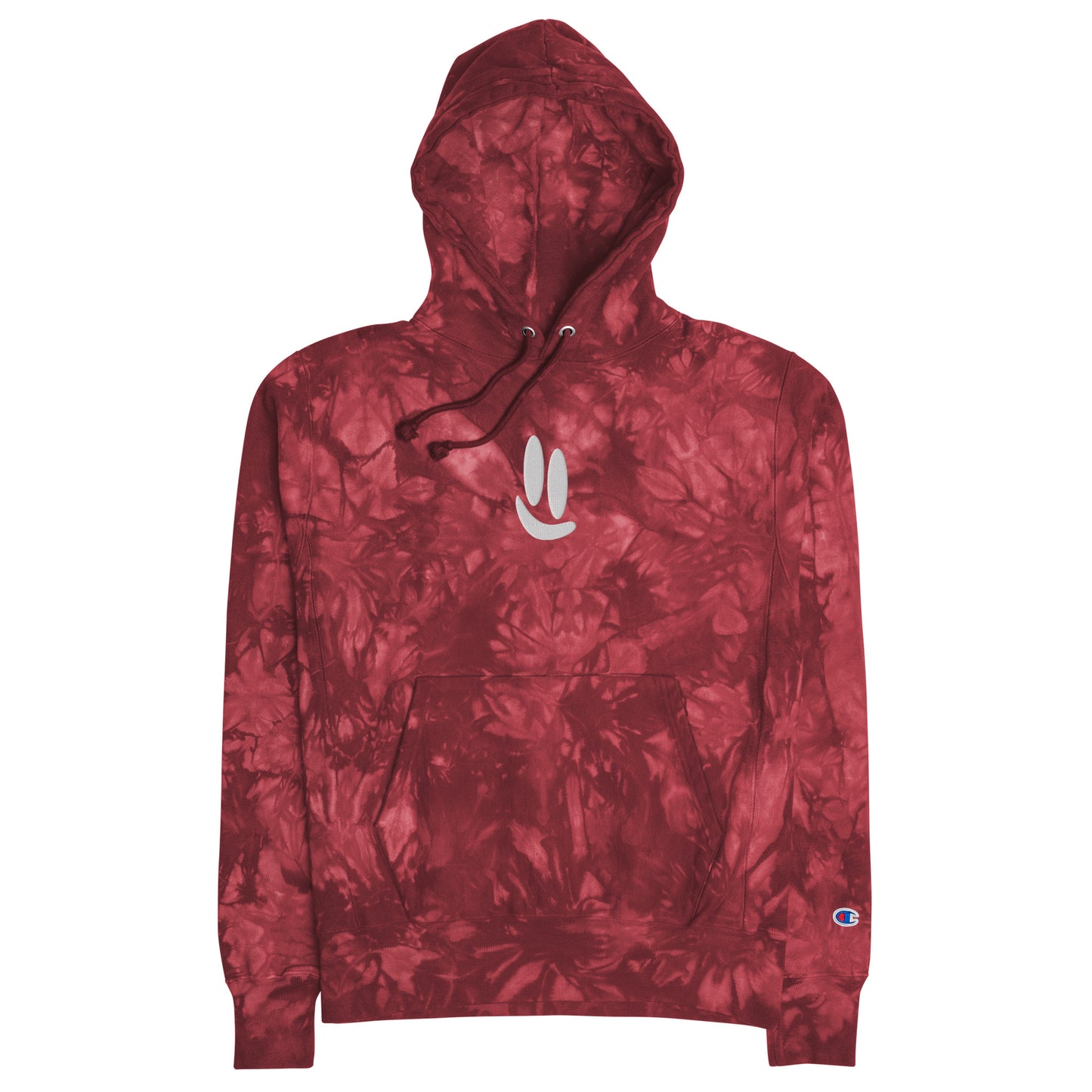 Smile More - White Logo Unisex Champion Tie-Dye Hoodie