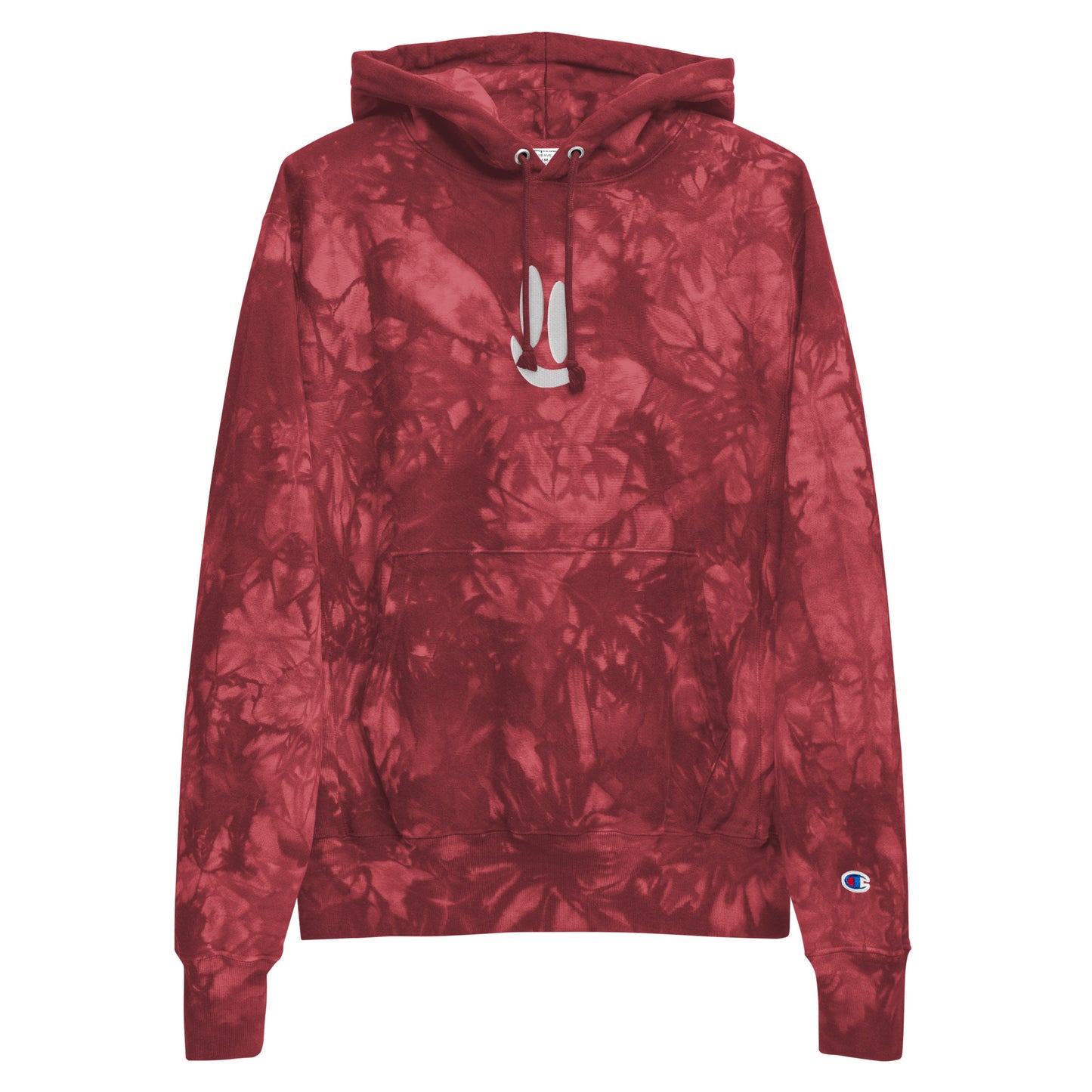 Smile More - White Logo Unisex Champion Tie-Dye Hoodie