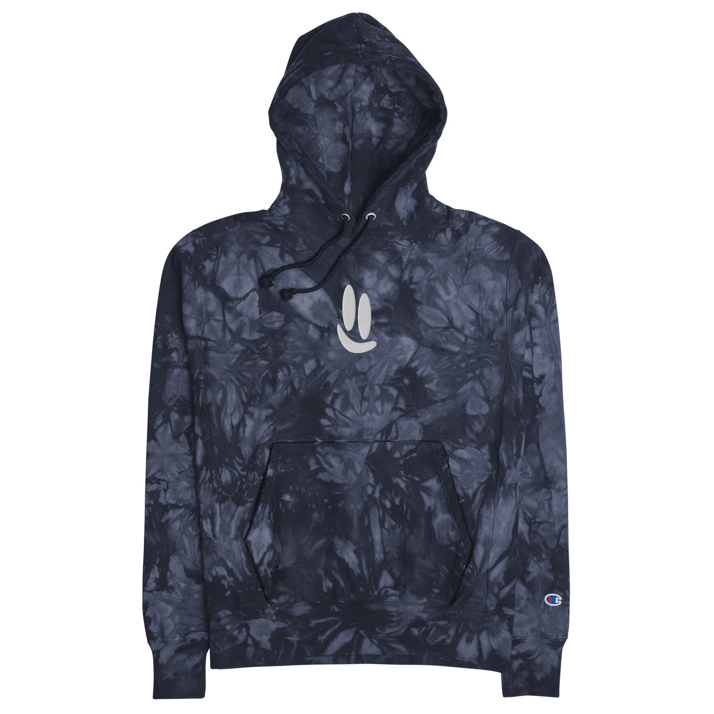 Smile More - White Logo Unisex Champion Tie-Dye Hoodie