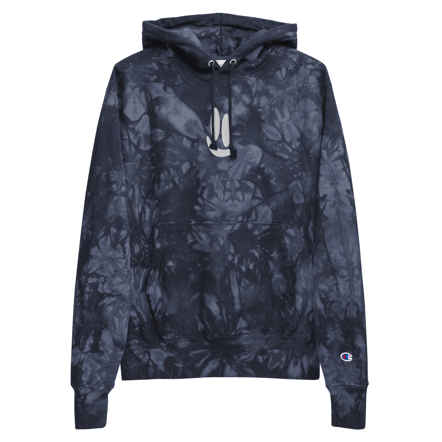 Smile More - White Logo Unisex Champion Tie-Dye Hoodie